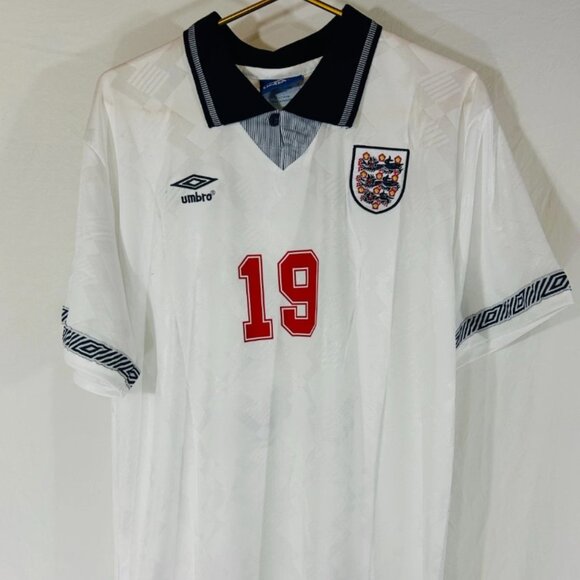 1990 World Cup England National Team Paul Gascoigne #19 Retro Jersey Size XL - Picture 1 of 6